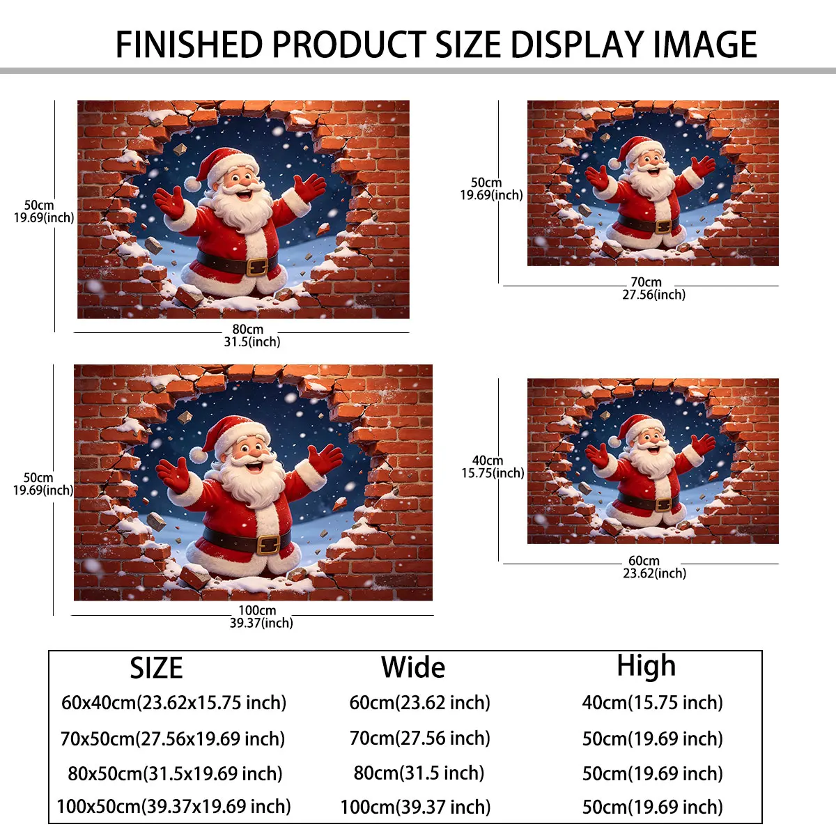 1pc simulated window wall sticker featuring a Santa Claus breaking through the wall decoration waterproof and concealing flaw