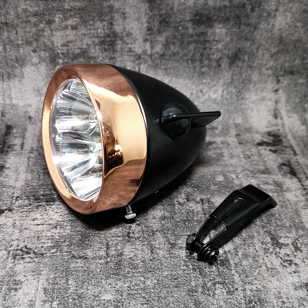 Retro Copper Headlights Bicycle Lights, Bike Riding Supplies, Battery Led Lights, Q039