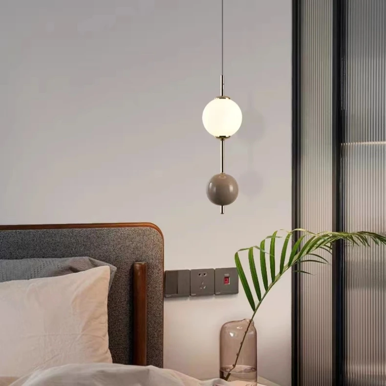 Colorful Ball LED Pendant Light White Glass