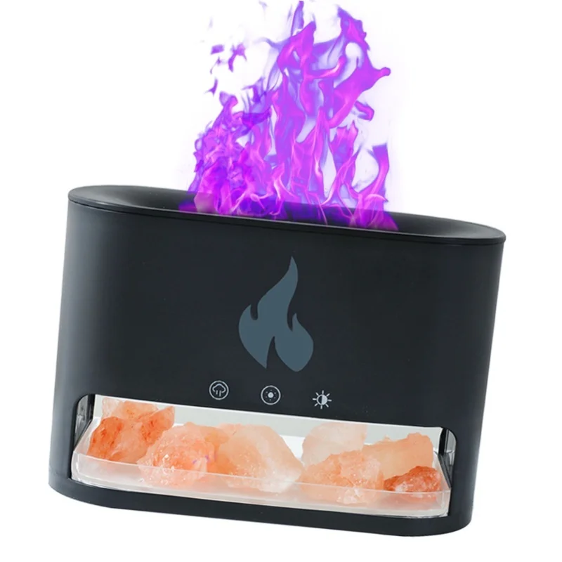 USB Type-C 250ml Aromatherapy Essential Oil Diffuser Cool Mist Humidifier Auto Shut Off Night Light 4 Color Flame Salt Lamp