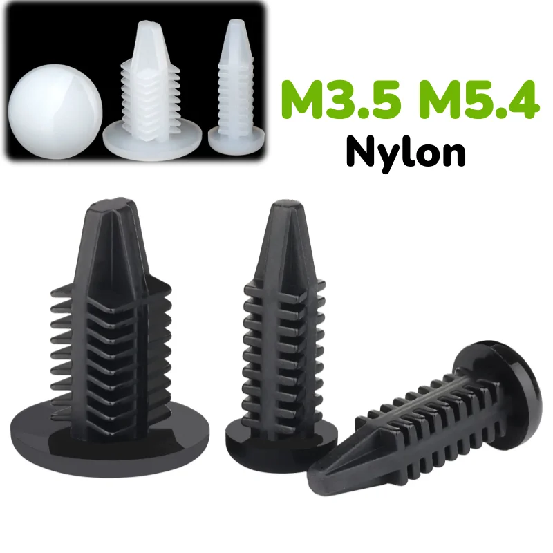 M3.5 M5.4 Nylon Black/White Plastic Tree-shaped Rivet Push-in Fir Tree Clips Fixed-Tooth Rivet Sign Fasteners Car Fastening Clip