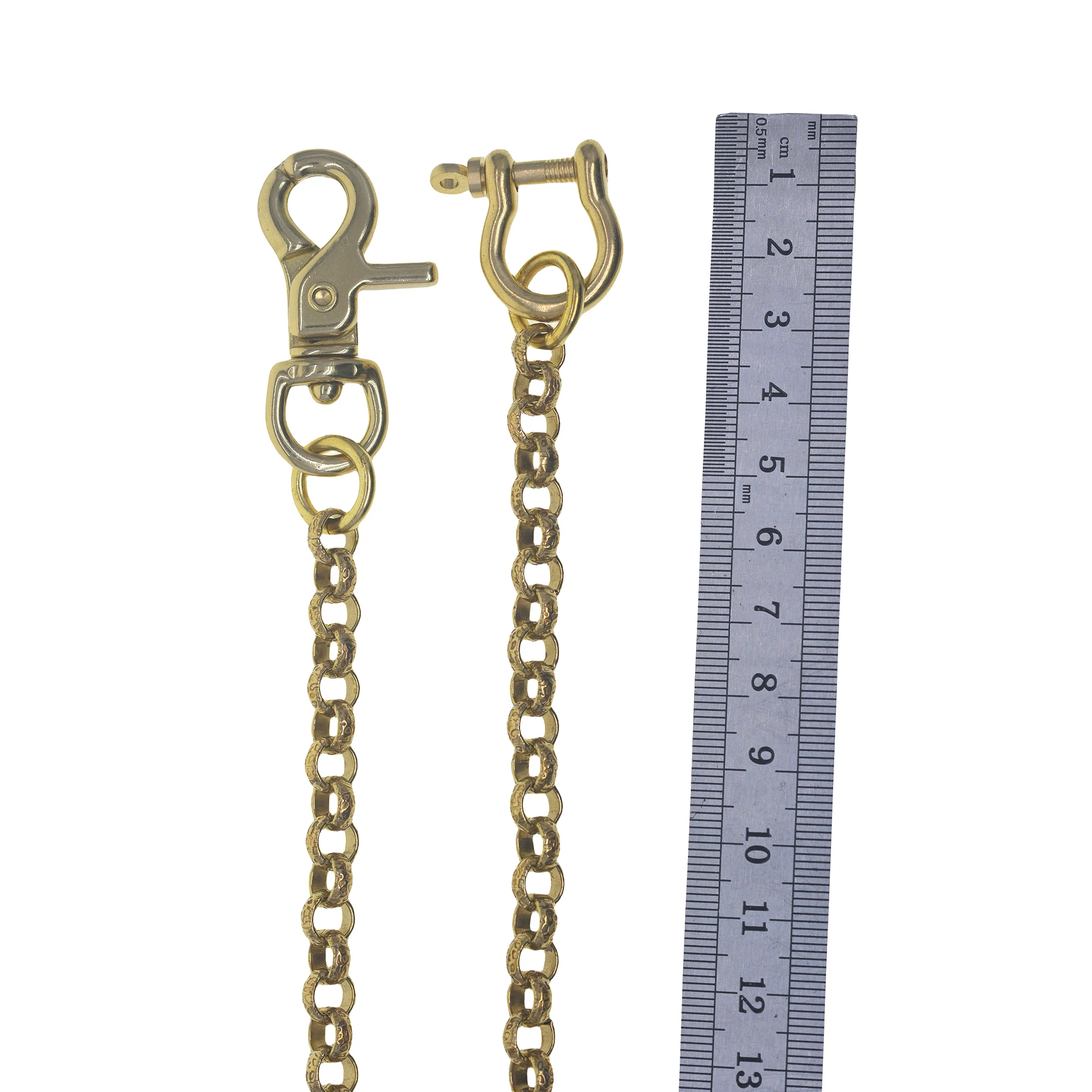 unplated brass wallet jean pants biker keychains Italian 8mm leopard skin O ring link chain Lobster claw hook screw Shackle