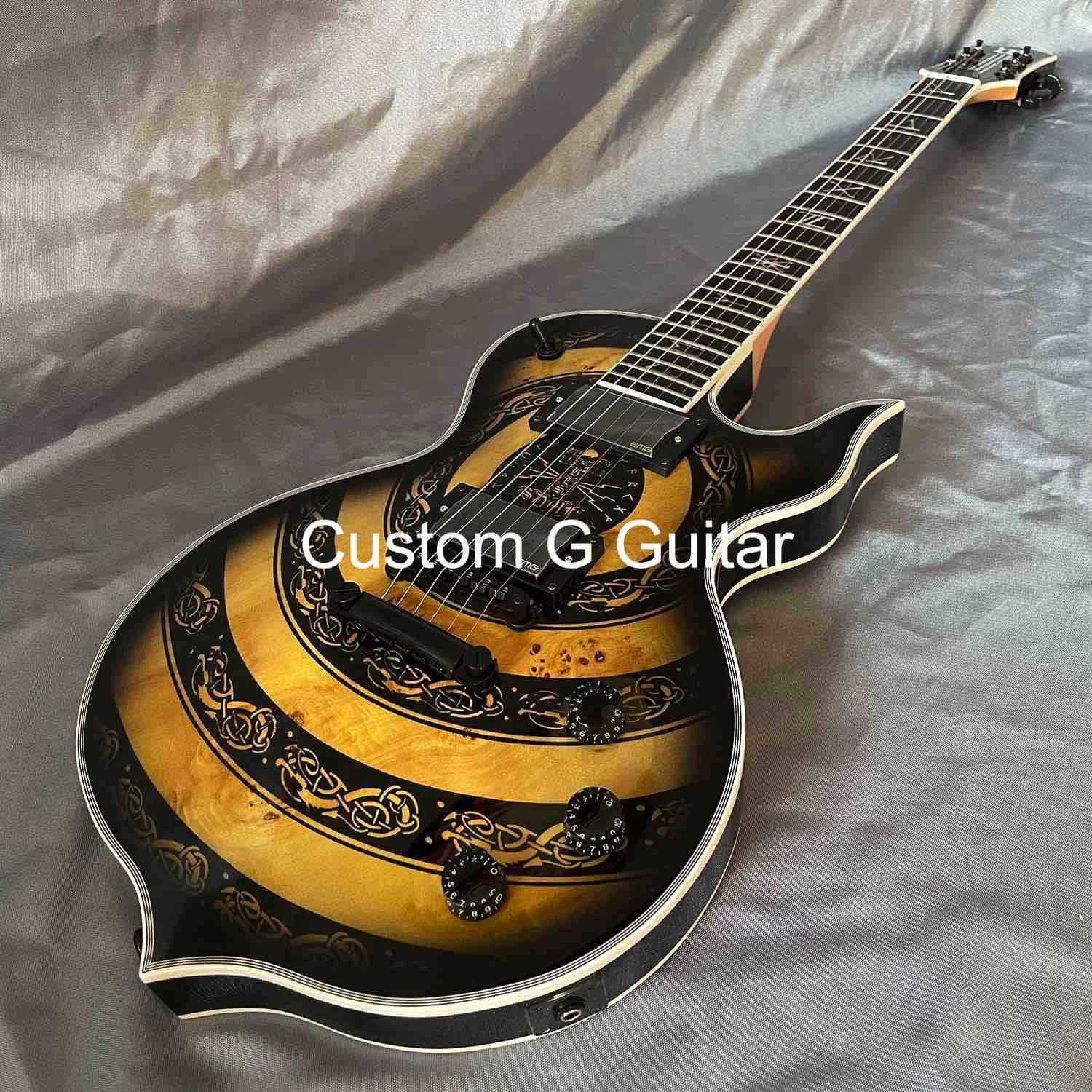 Custom Zakk Wylde Audio Odin Grail Electric Guitar Viking Totem bullseye and runes fret markers