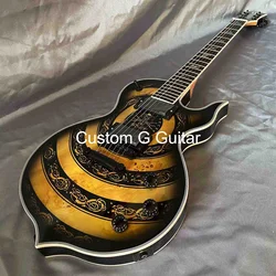 Custom Zakk Wylde Audio Odin Grail Electric Guitar Viking Totem bullseye and runes fret markers