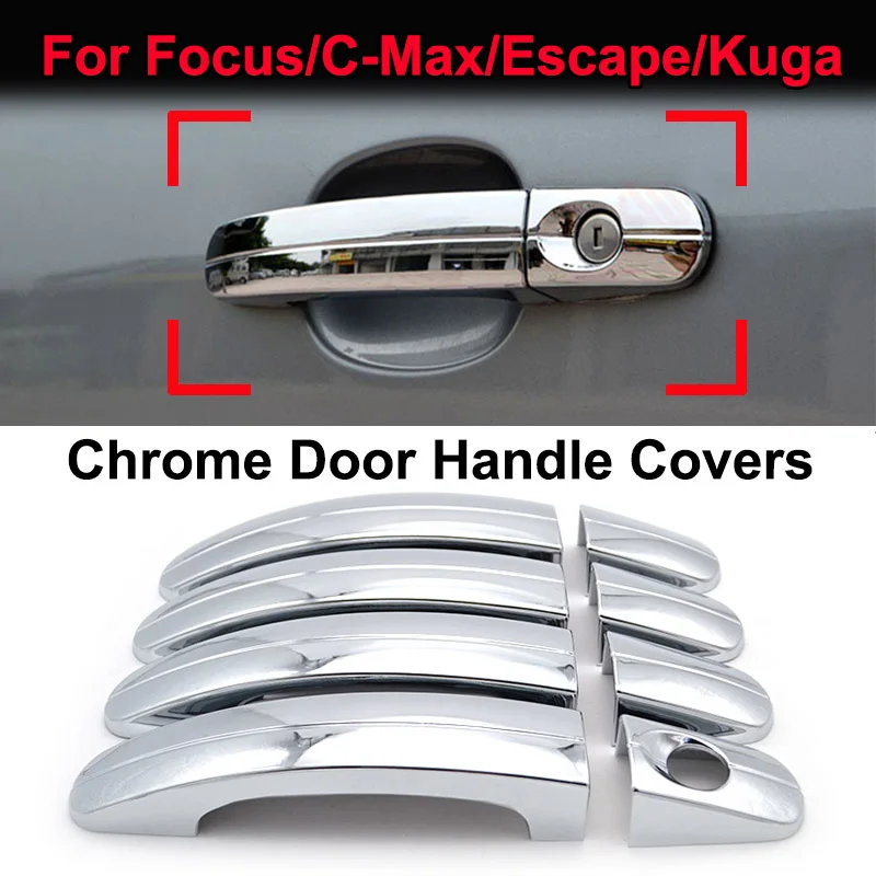 For Ford Focus 2 3 Escape Kuga C-Max S-Max Galaxy Mondeo 4 Car Styling Chrome Door Handle Cover Trim Overlay Molding Accessories