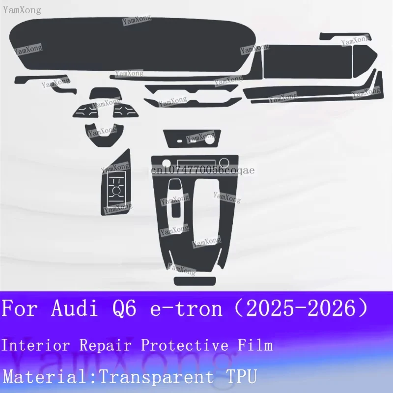 Car Navigation Dashboard Screen Scratch Sticker For AUDI Q6 e-tron Interior Kit Protective Gearbox Center Panel Transparent Film