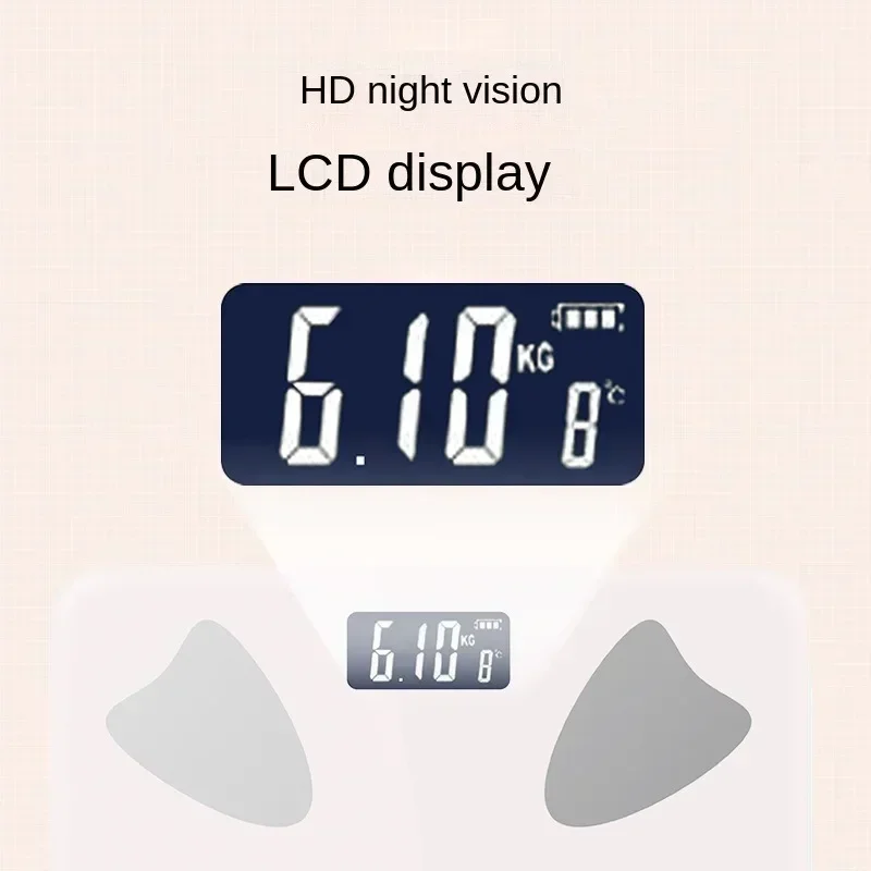 Elegant and User-friendly Body Scale for Home Use with Large LCD Screen and High-precision Sensor Bascula