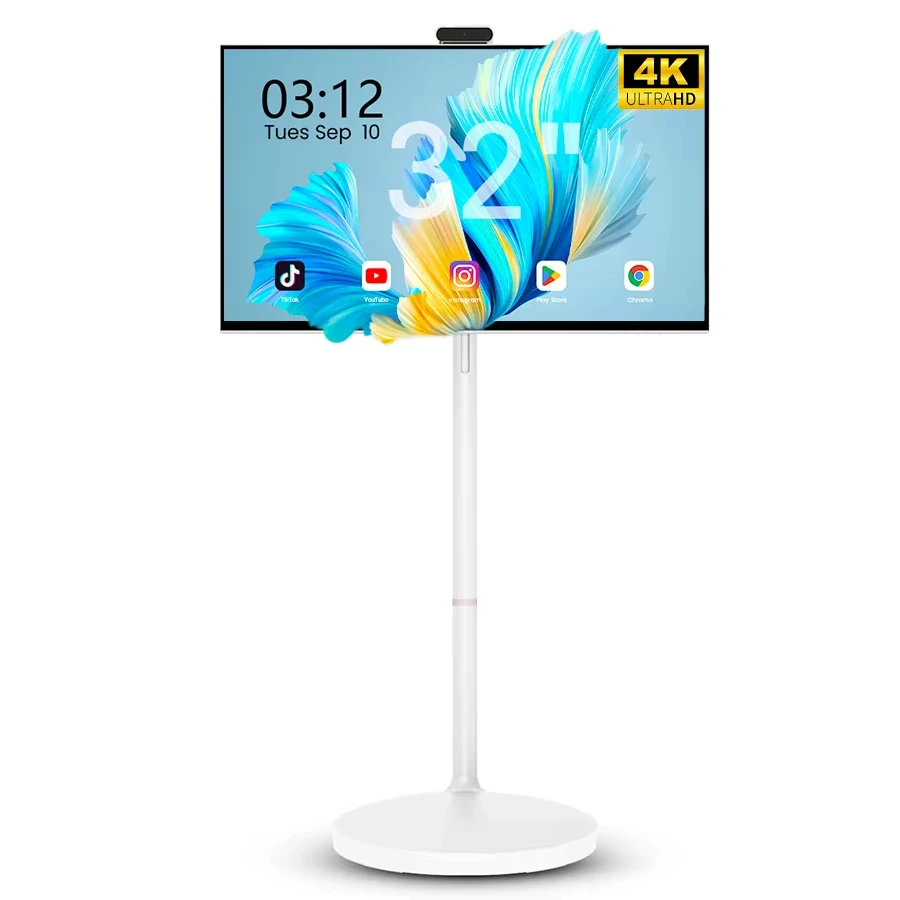 24 Inch 4K Smart Friendship Machine with Multi-Touch Screen, Wheels, 15000mAh Battery, Portable Live Display