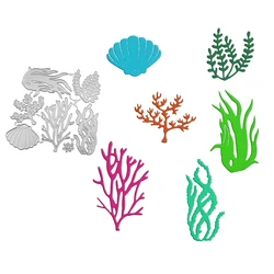 Sea Grass Coral Scallop Shell Seaweed Set Metal Cutter Cutting Dies Scrapbooking DIY Postcard Stencil Clip Art Album Decorating