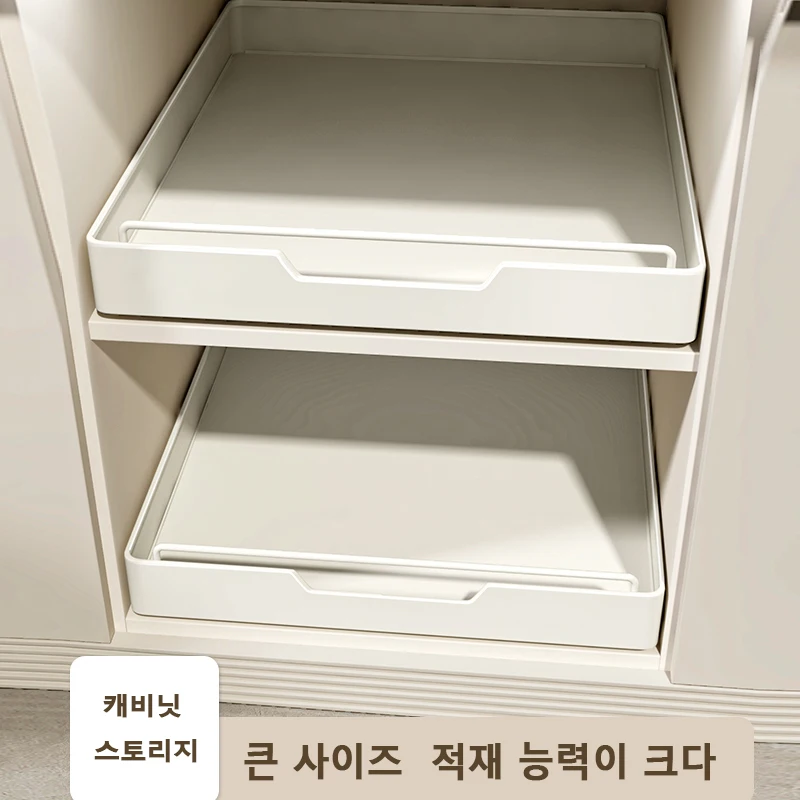 Kitchen Storage Rack with Slide Rails Pull-out Kitchen Drawer Type Storage Tray Spice Box Storage Rack Cabinets Organizer