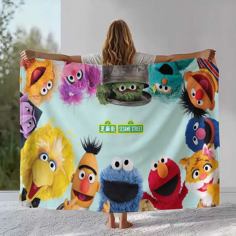 Vintage S-Sesame Street Elmo Cookie Monster Soft Flannel Throw Blanket,Cozy Warm Blanket for Bed,Sofa,Living Room,Picnic,Gift