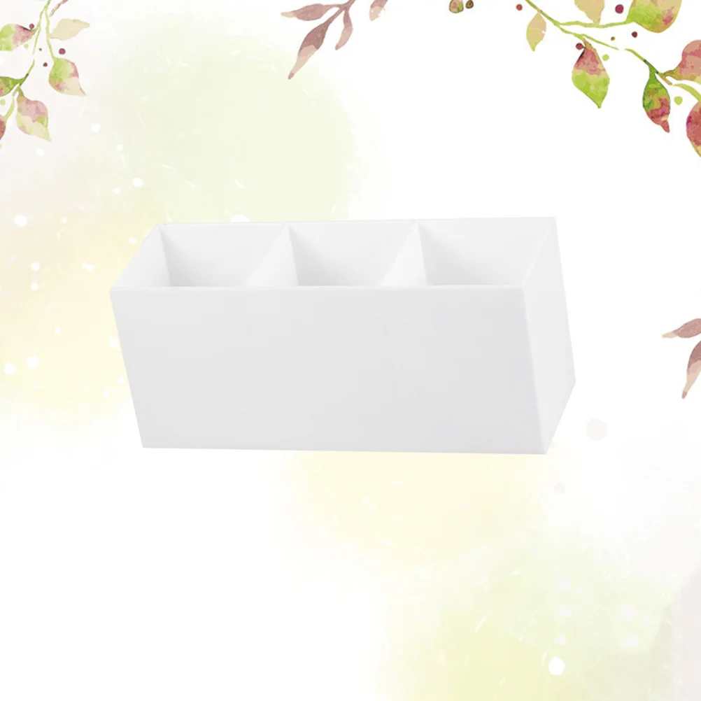 Make-up Lagerung Box 3-Gitter Desktop Halter Für Lippenstift Mascara Nagellack Schmuck Organizer Weiß Kunststoff Rack Augenbraue