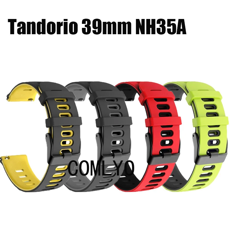 For Tandorio 39mm NH35A Strap Watch Wristband Women men's Watches Bracelet Silicone Band 20MM