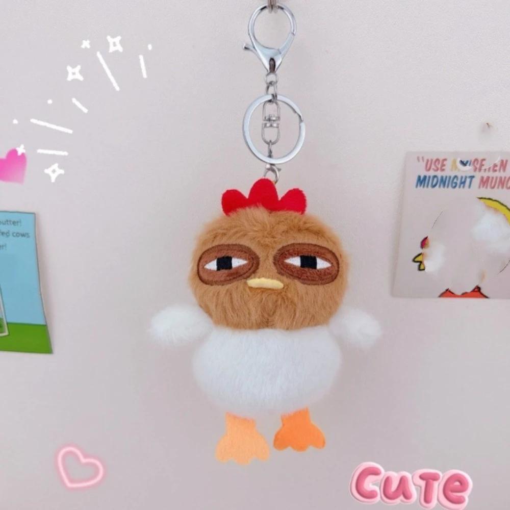 Cartoon Cartoon Plush Chicken Keychain Simulation Lovely Hens Key Ring Soft Creative Egg-laying Animal Key Holder Christmas Gift