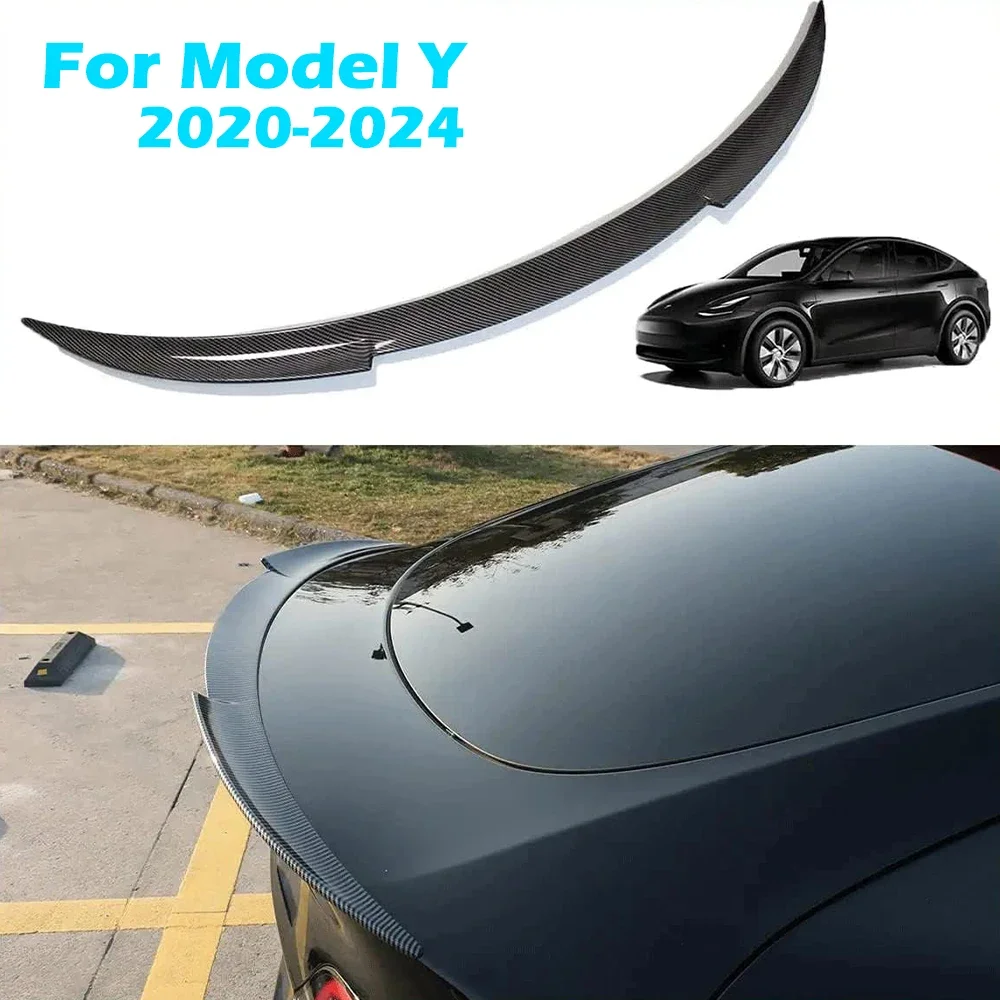 Bevo Achterspoilervleugels Voor 2020-2024 Tesla Model Y Achterste Kofferbak Abs Spoiler Lip Staartvleugel Deksel Accessoires Koolstofvezel