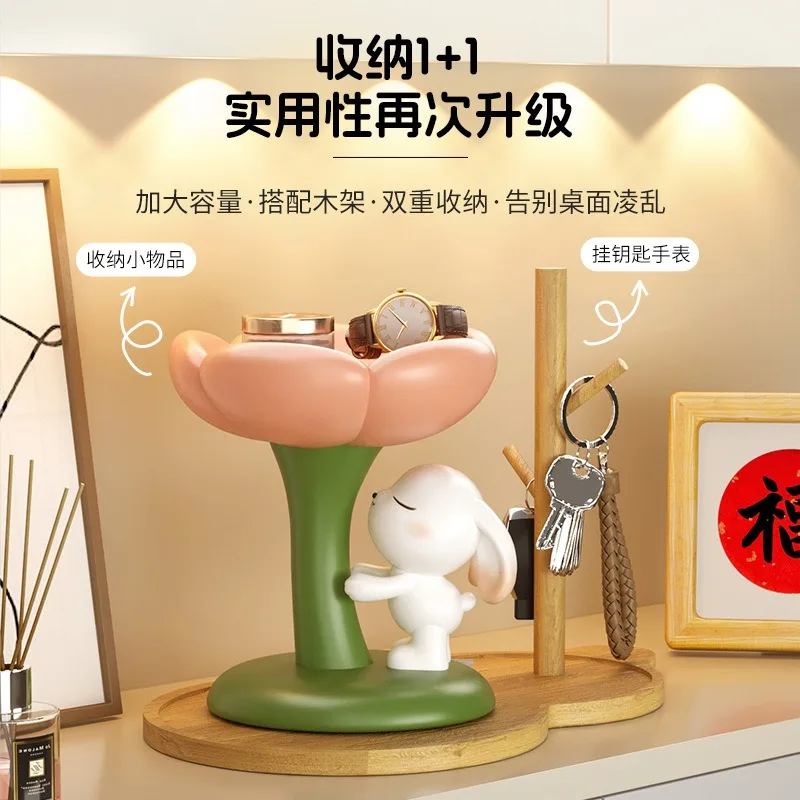 Tulip Rabbit Creative Simple Cute Soft Decoration Living Room Desktop Housewarming Gift Entrance Ornament Key Storage