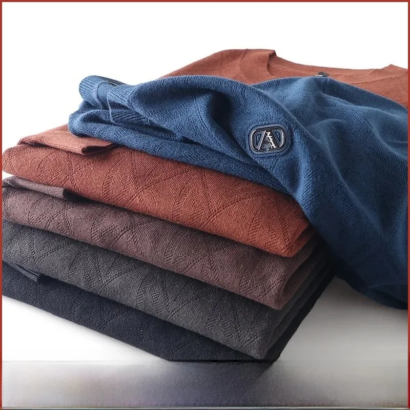 

Вязаный свитер с мягкой текстурой, мужской осенний свитер для поездок на работу, модный Ci Sle Long Sve, круглый однотонный трикотаж