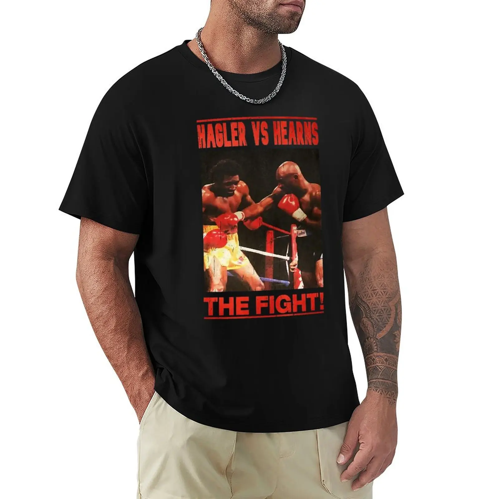 Camiseta HAGLER VERSUS HEARNS THE FIGHT 80S, camiseta informal ligera de verano de manga corta