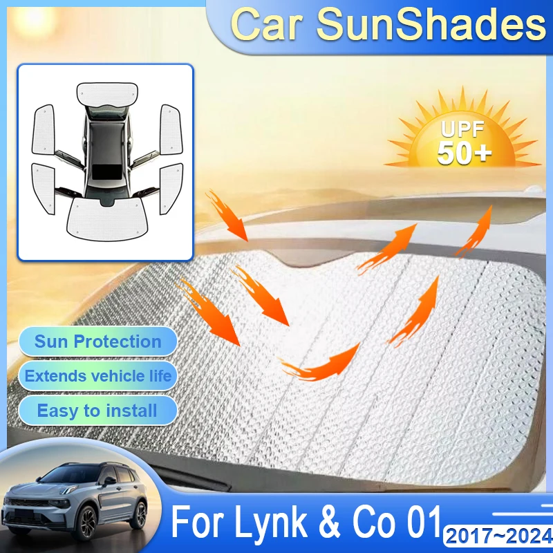 

Чехол на солнцезащитный козырек автомобиля для Lynk & Co 01 CX11 2017~2024 2018 2019 2020 Выдвижной солнцезащитный козырек с серебряным отражателем и защитой от УФ-излучения