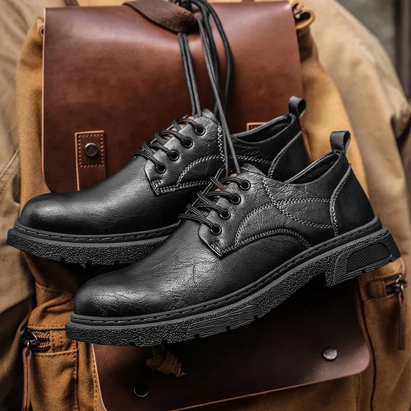 

Мужская деловая повседневная кожаная обувь, классическая джентльменская обувь в британском стиле для работы или офиса, уличная модная универсальная обувь на шнуровке 38–46