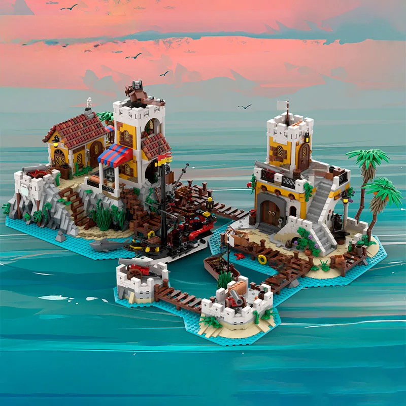 

4311pcs MOC Imperial Trading Post Remake Pirates Model Building Blocks Architecture Toy Christmas Gifts DIY Creative Idea Kids