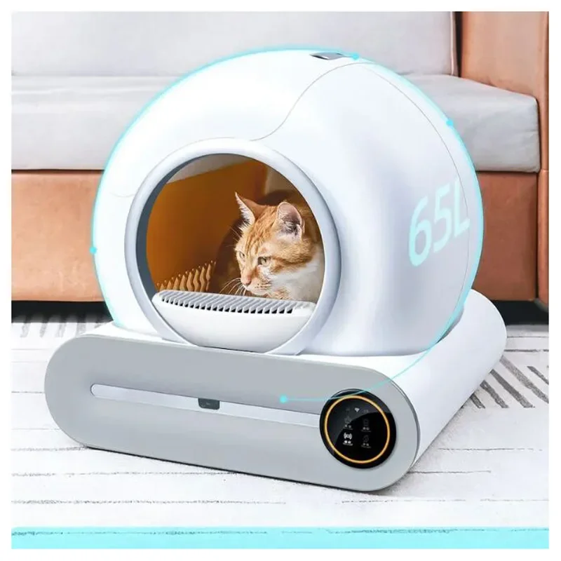 Imagem -03 - Cat Litter Box Automático Sandbox Auto Limpeza Controle App 65l Grandes Itens Pet Versão Inglês wc e wc