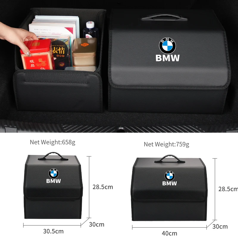 Car Trunk Organizer Box Leather Auto Tools Storage Bag Organizer For BMW 3 5 Series X1 X3 X5 G30 G32 G20 F10 F15 F48 F30 G01 G05