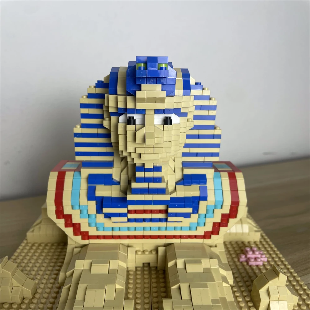 LED Exquisite Sphinx with Micro Mini Building Block Set: Creative Architectural Puzzle -Ideal Gift for Egyptology Enthusiasts