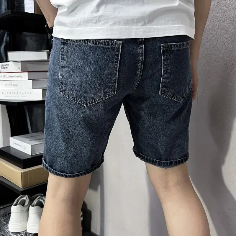 Schlanke dünne männliche Jeans shorts mit Taschen Herren kurze Jeans Hosen Vintage xxxl Schnitt Distressed Trend 2024 Cowboy XL Jorts Luxus