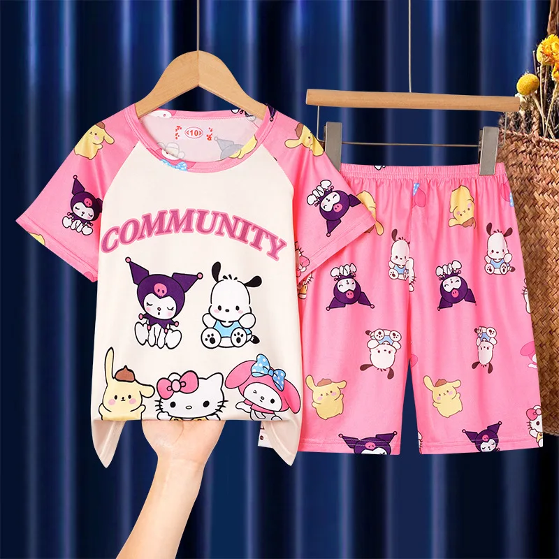 Lilo&Stitch Girls Boys Clothing Set Kids Sports T Shirt+Shorts Children Pajamas Comfort Outfits Pyjamas Stitch Disney Pijama image 4