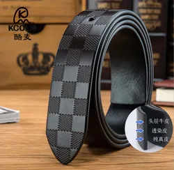 man belt 100%cowskin real leather designer without buckle business belt body luxury strap fomal belt for suit