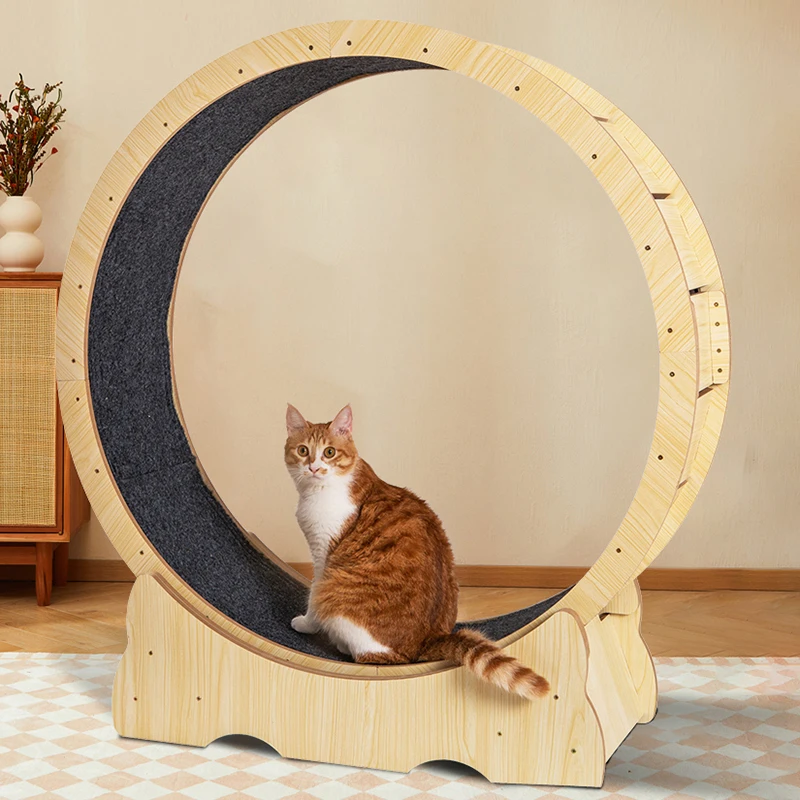 Wooden Cat Treadmill Large Cat Running Wheel Anti Pinch Feet Pet Treadmill Pet Exercise Cats Climbing Frame Pets Fitness Toys