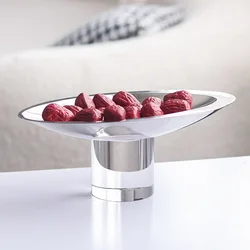 Luxury Metal Crystal Dessert Plate, High Footed Stainless Steel Plate, Fruit Plate, Decorative Ornaments, Restaurant Utensils