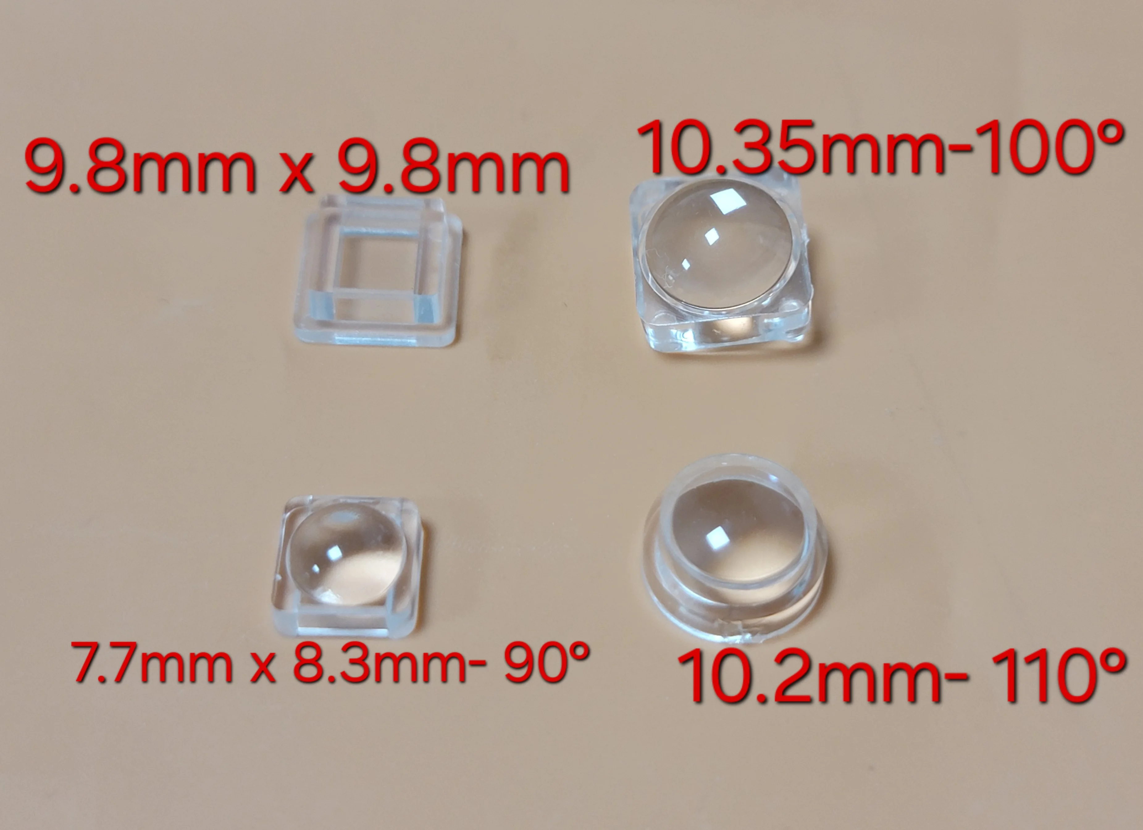 3535 5050 smd Lens,9.8mm x 9.8mm/ 10.35mm /7.7mm x 8.3mm /10.2mm Convex lens，Luminescent scattering led lens