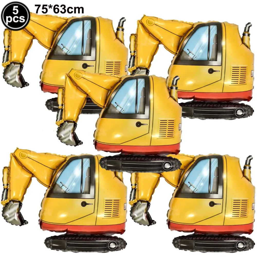 Construction Truck Balloons Excavator  Foil Balloon Baby Shower Boys Construction Tractor Themed Party Birthday Decoration