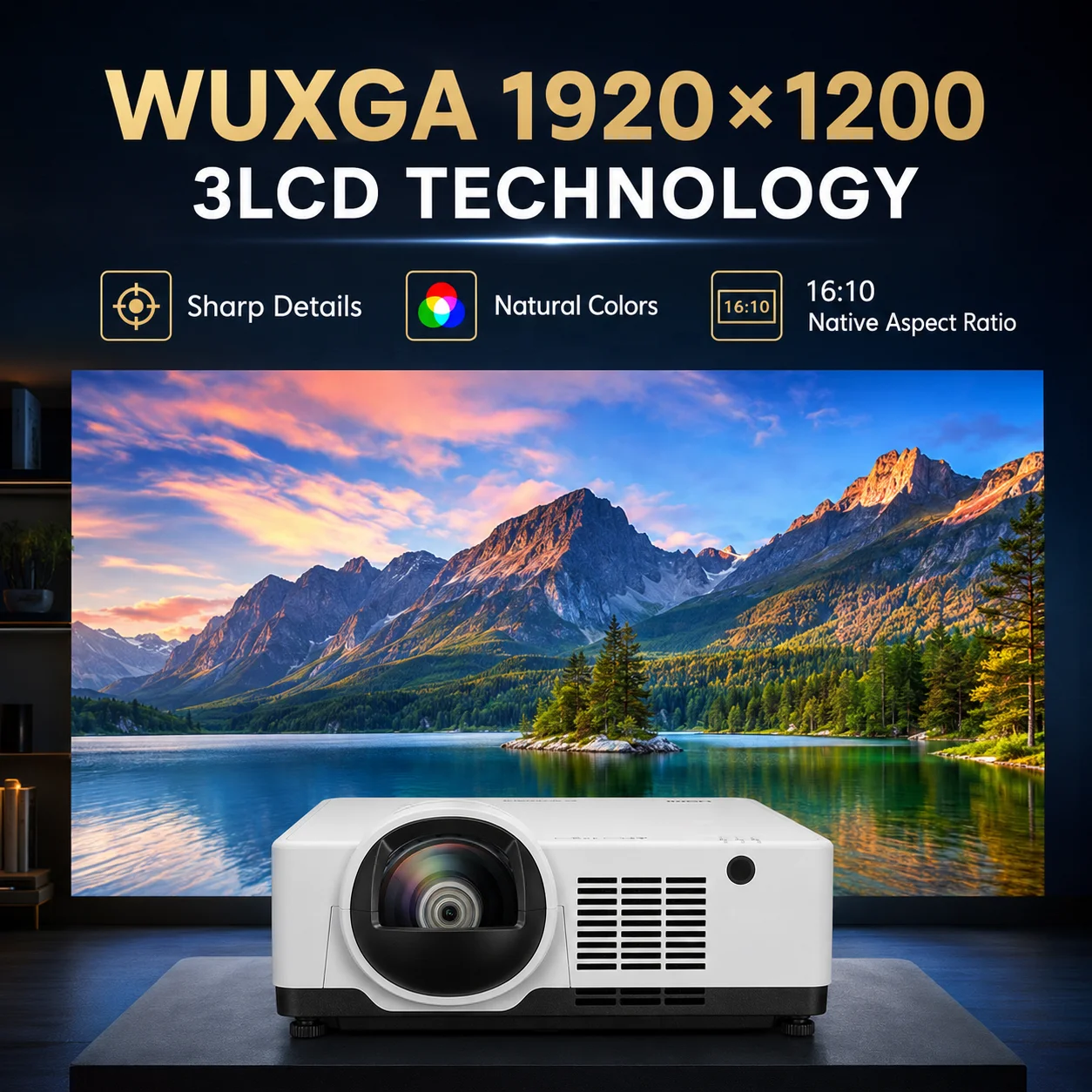Professional 6500 Lumens 3LCD Laser Projector WUXGA 1920x1200 Short Throw Projector for Commercial Use
