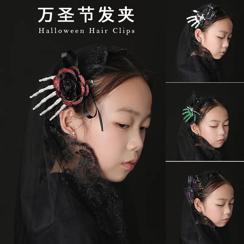 

Dark Halloween headband for women, witch, elf, Lolita, vintage, parent-child dress-up prop, hair clip