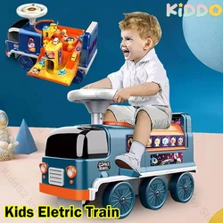 Child Electric Train Car Riding Toy Ailway Baby Stroller Walker Child Can Carry Train Rail Classical Model Fire Police Space Car