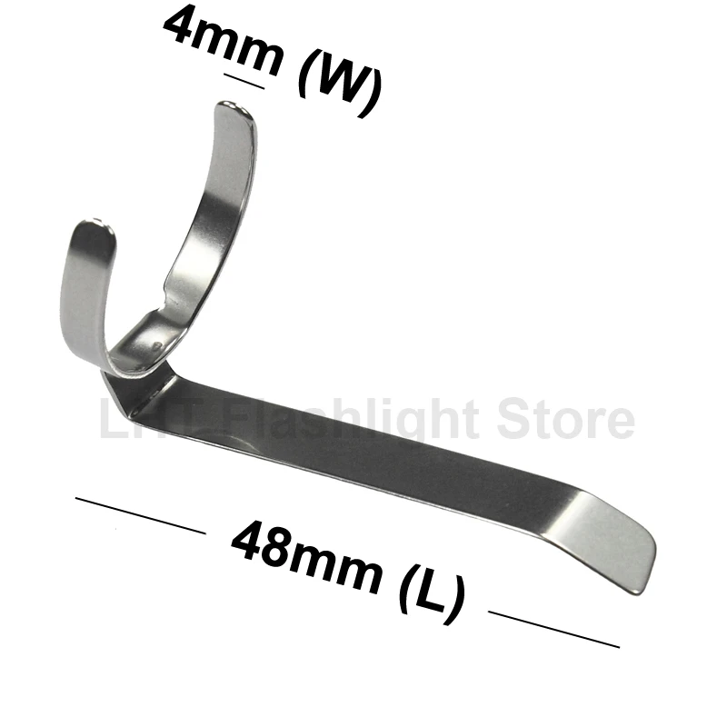 48mm (L) x 21mm (D) Stainless Steel Flashlight Pocket Clip