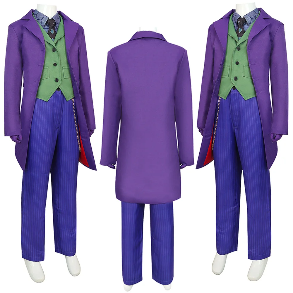 Vermomming Joker Cosplay Jongens Paars Pak Film Super Schurk Kostuum Kinderen Rollenspel Kinderen Rol Spelen Fancy Dress Up Feestdoek