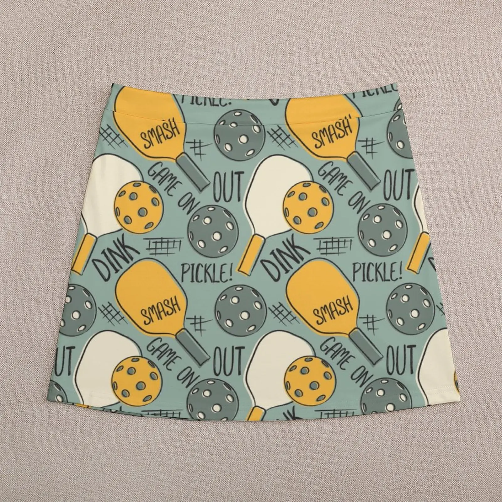 Pickleball Pattern Graphic Illustration Green and Gold Mini Skirt elegant party dresses for women 2023 korean skirt