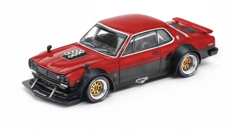 (Vorbestellung) XCartoys 1:64 SKYLINE V8 DRIFT (HAKOSUKA) Schwarzes und rotes Druckguss-Sammlerfahrzeug-Modellauto