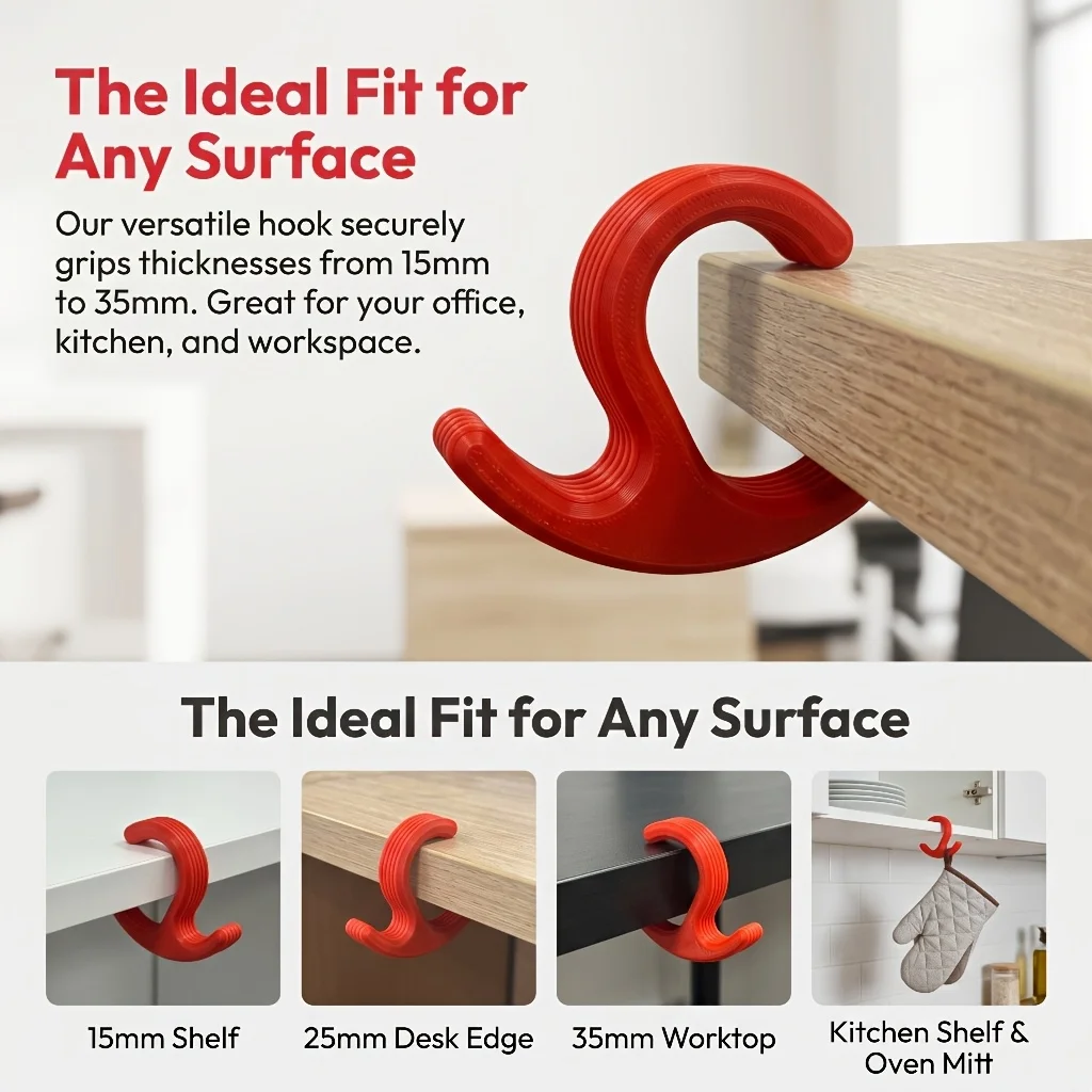 Desk Hanger, C-Shaped No-Drill Table Edge Bag Hook,Anti-Slip Desk Side Organizer for Backpack,Handbag,Headphones & Kitchen Items