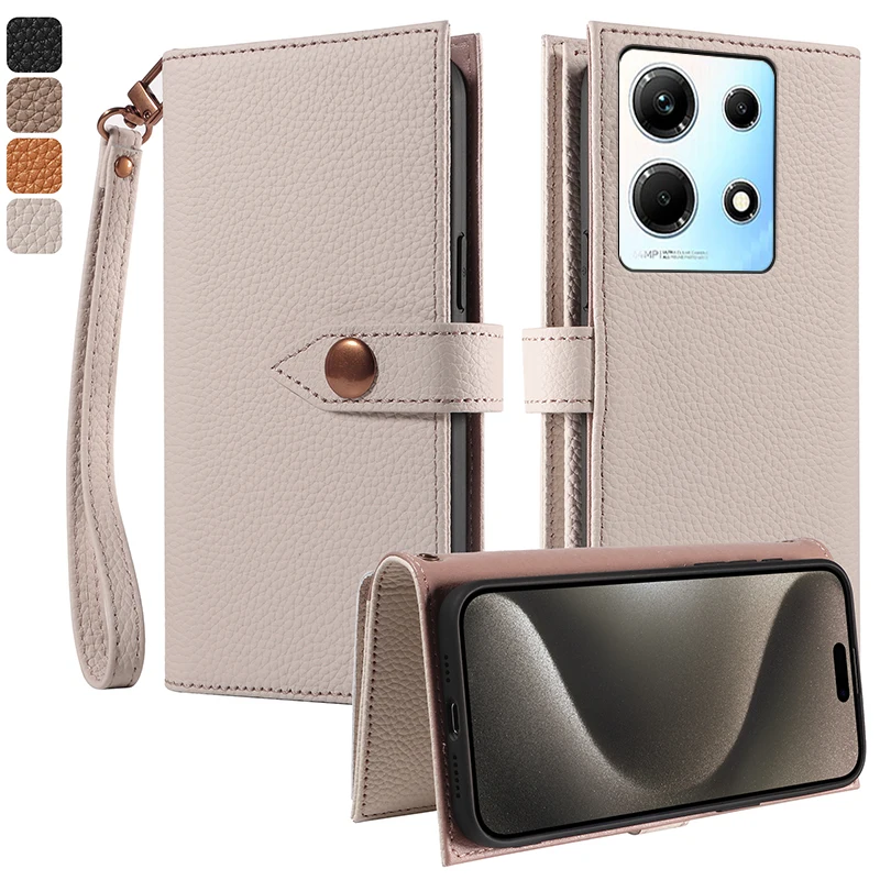 

Многофункциональный чехол-бумажник из 100% натуральной кожи для Infinix Note 30 Pro 5G 4G VIP 12, противоударный чехол с магнитной откидной крышкой