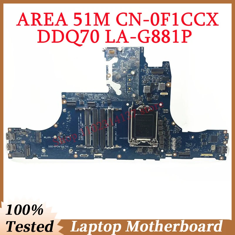 

Материнская плата для ноутбука DELL Alienware Area-51M CN-0F1CCX 0F1CCX F1CCX DDQ70 LA-G881P, 100% полностью протестирована, работает хорошо