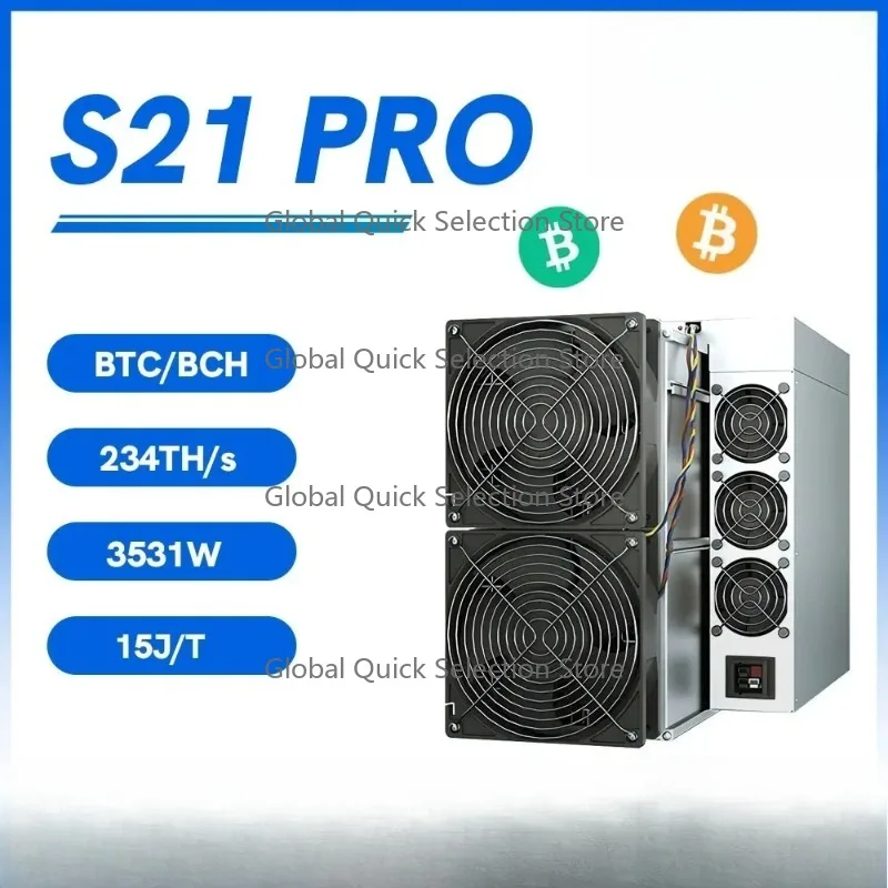 New Bitmain Antminer S21 P-ro BTC BCH Miner 234TH/s 3510W/h 15J/t SHA 256 Bitmain Mining Machine Asic Miner with PSU