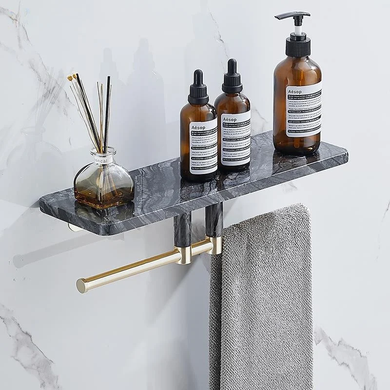 Custom HONGDEC Black Marble Shower Shelf Rustproof Stainless Steel Bathroom Shelf