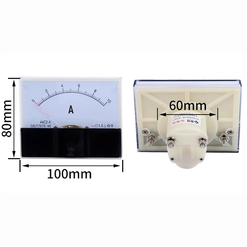 44C2 DC ammeter analog panel pointer ammeter DC 1A 3A 5A 10A 15A 20A 30A 50A 75A 100A 150A 300A 450A 500A Amperemeter