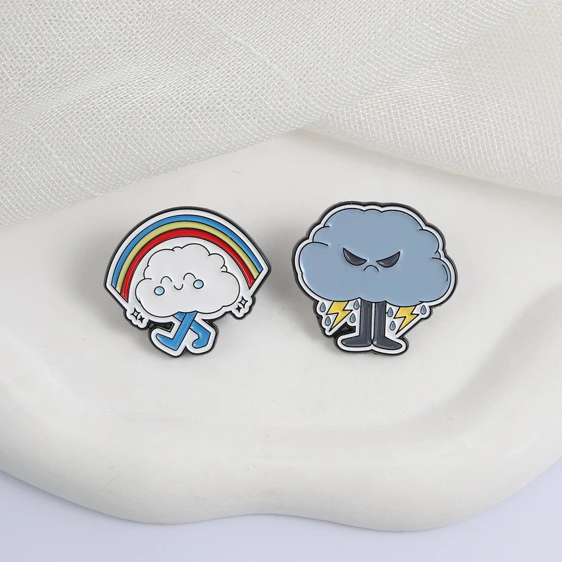 Cute Cloud And Rainbow Enamel Pins Cartoon Weather Metal Brooches Fashion Lapel Badge Backpack Clothes Jewelry Gift for Friends