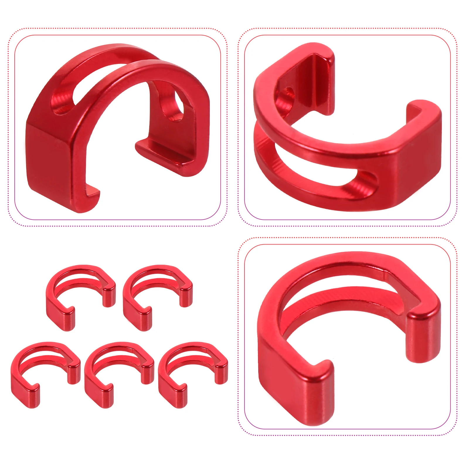 

5 Pcs Bicycle Wire Buckle Frame Clamps Blue Brake Cable Clips C Shaped Tubing Guides Aluminum Alloy Durable Road Bike